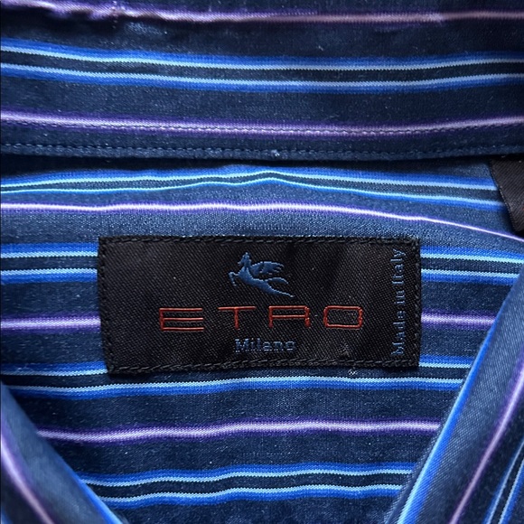 Men’s Elegant Blue/Pink/black Striped Shirt - Picture 3 of 5